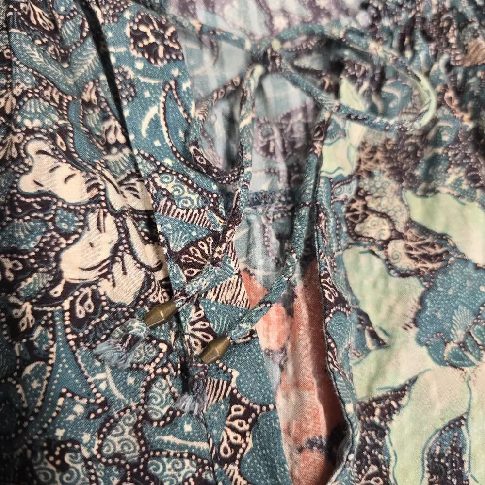 Ulla Johnson Manet Boho Top Size 8 Malachite Floral Ruffle Puff Sleeve Blouse